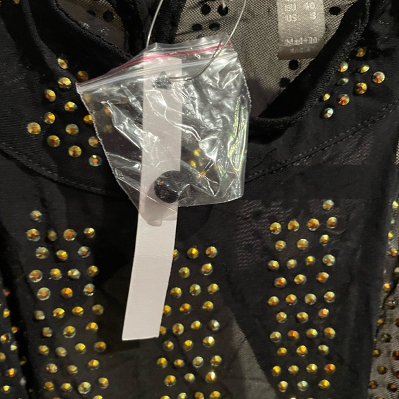 ASOS Sexy Gold Crystal Stud Mesh Black Halter Neck Backless Bodysuit - Picture 10 of 11